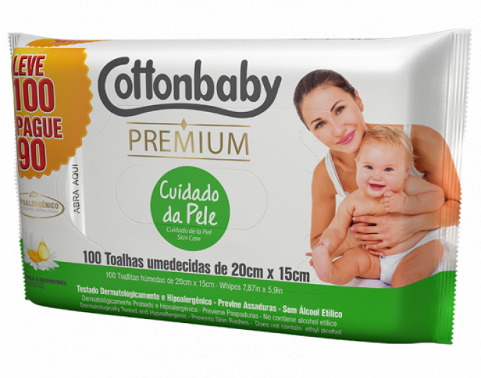 TOALHA UM. COTTONBABY PREM. C. PELE 1X1 L100 P90UN