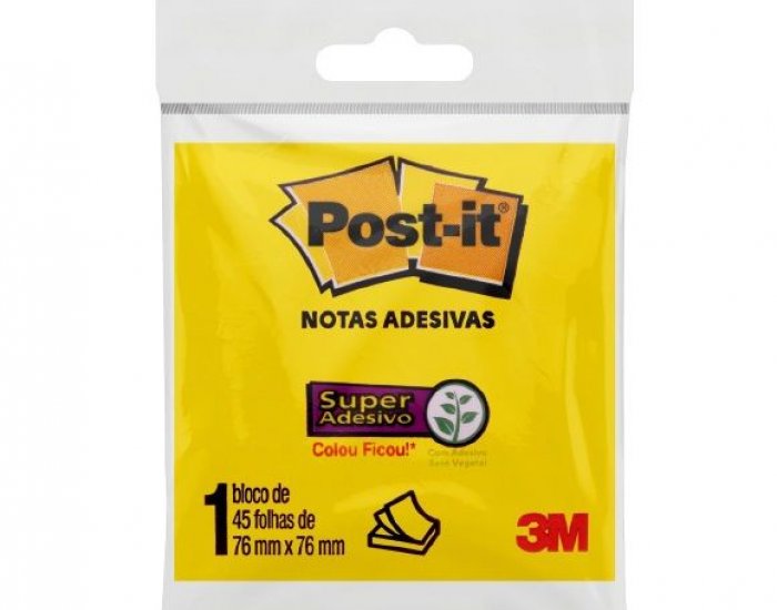 POST-IT AMARELO NEON 76X76 45 FLH 3M
